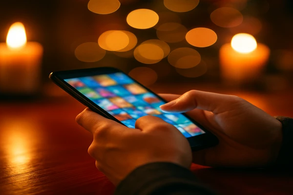 স্মার্টফোন হাতে pkLock প্ল্যাটফর্মে একজন ব্যবহারকারী স্বস্তিতে ডিজিটাল প্ল্যাটফর্ম ব্যবহার করছেন